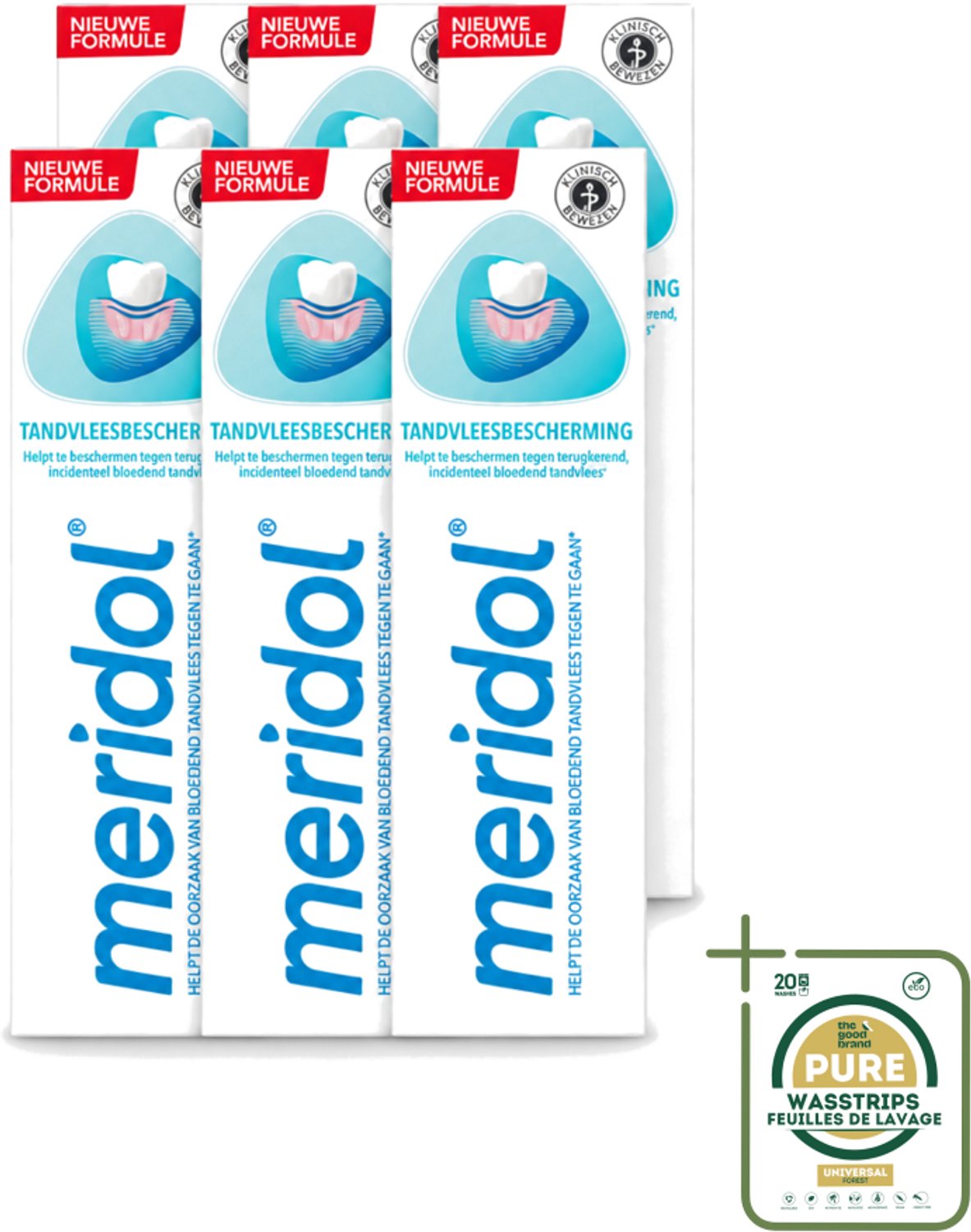 6 x Meridol - Tandpasta - Dagelijkse Tandverzorging - Beschermt tegen Tandvleesproblemen - 75 ml - Wasstrips - Tandpasta - Tandvleesbescherming - Geïrriteerd Tandvlees - Antibacteriële Tandpasta - Gezond Tandvlees