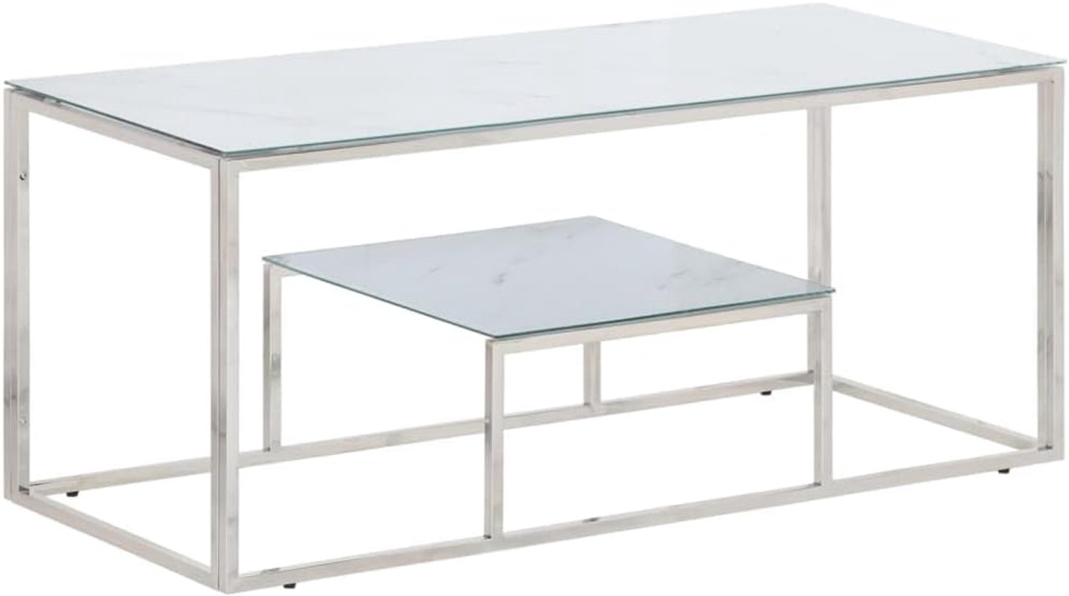 Salontafel zilver roestvrij staal en gehard glas salontafel bijzettafel voor binnen eetkamer