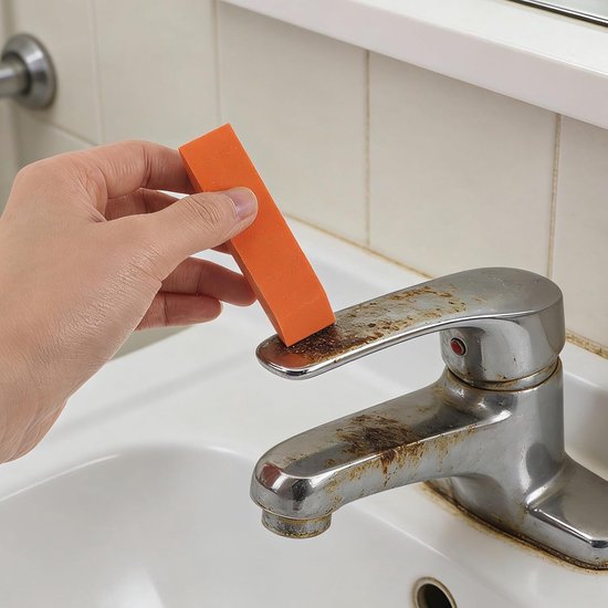 4 Stuks Delige Rubberen Reinigingsblokken met Dubbele Schuine Kanten Effectief tegen Kalkaanslag Vlekken Roestvrijstalen Keramische Oppervlakken in Keuken Badkamer — afbeelding 2