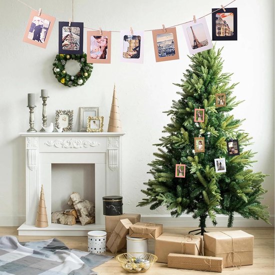 50 Stuks 12,7 cm Papiere Fotolijstjes 9,8x13,2 cm Kleurrijke Fotoketting met 50 Houten Klemmen en 5 Rollen Henneptouw Fotozakjes om op te hangen Geschikt voor Verjaardagen, Bruiloften — afbeelding 3