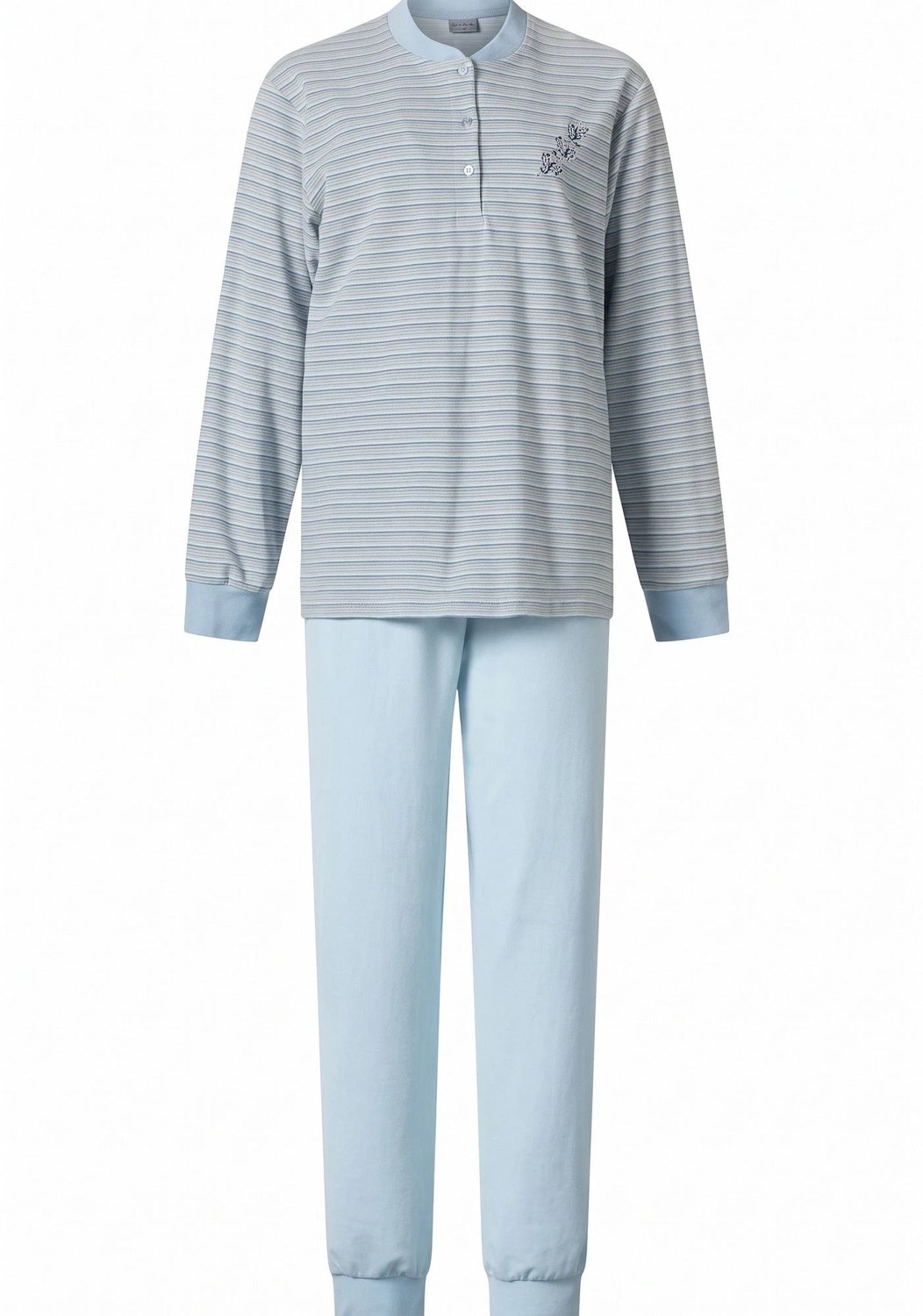 Lunatex warme dames pyjama badstof 124228 - blauw
