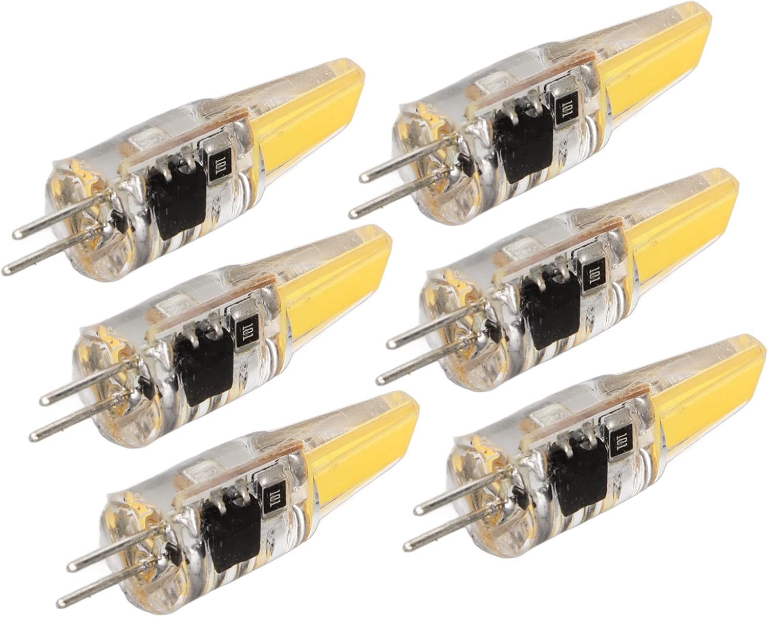 Eacam 6 Stuks 6W 500LM G4 LED COB Silicagel Spaarlamp voor Plafond, Wand, Tafel, 220V, Dimbare G4 LED-lamp, Uitstekende Prestaties, Eenvoudig Te Installeren (Warm wit)