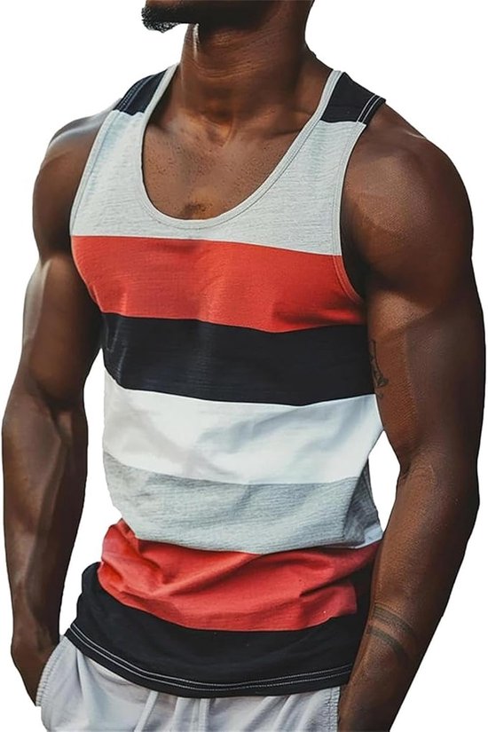 Mouwloze zomertanktop voor heren, grafische tanktops, mouwloze sportshirts, standaard pasvorm, ronde hals, ademend en comfortabel — afbeelding 2