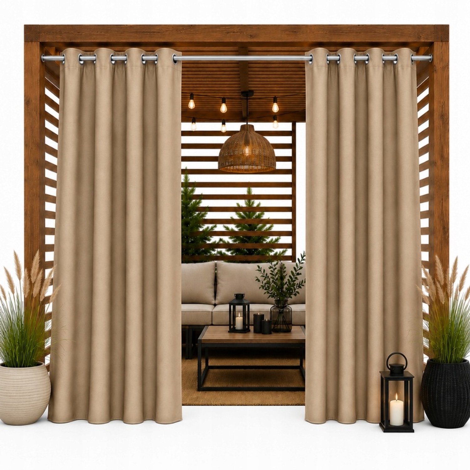 Waterdicht Terrasgordijn 155x200cm Beige - Tuin & Balkon