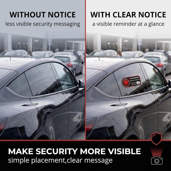 8 stuks waarschuwingsstickers videobewaking, statische raamstickers en buitenkleeffolie voor dashcam en Sentry Mode, camera-waarschuwingsbord voor auto en auto, 11 x 5 cm, zonder resten te — afbeelding 5
