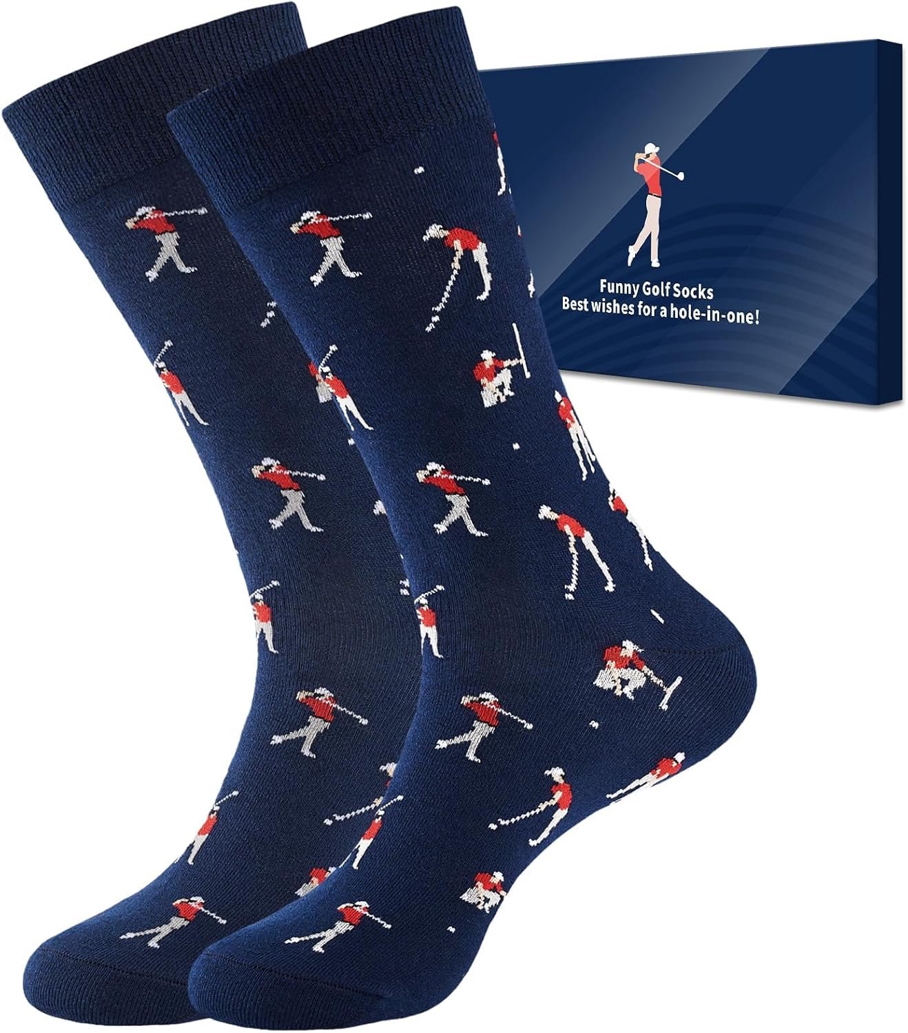 Cirorld Nieuwigheid Golfsokken voor heren, gekamde katoen, 1 paar. Grappige golfcadeaus, ideale Vaderdagcadeaus voor mannen.