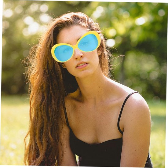 2 Stuks Oversized Hawaiian Themed Party Glasses Lichtgewicht Tropische Zonnebril voor Luau Feestjes Strand Selfie Props Geel Groen — afbeelding 4