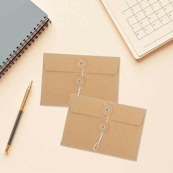 30 Stuks Kraft Papieren Enveloppen met Sluitkoord Knoop X Bruine Herbruikbare Documentenvellen Multifunctionele Kantoorboekje Tas voor Efficiënt Organiseren van Papieren Documenten — afbeelding 3