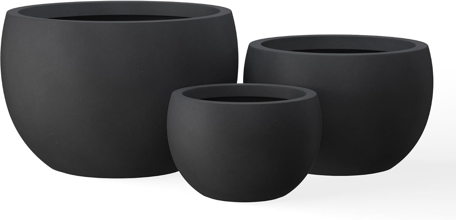 Kante Ronde betonnen plantenbak, zwart, 50,5 cm D +15,7" D+ 11,8" D