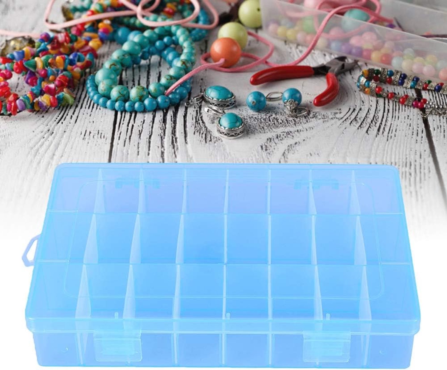 Annadue 24 Roosters Sieraden Opbergdoos, Plastic Kralenorganizer Afneembare Hoes met Ophangring - Duurzaam PP-materiaal, Stofdichte Doorzichtige Hoes voor Oorbellen, Schroeven, Nail