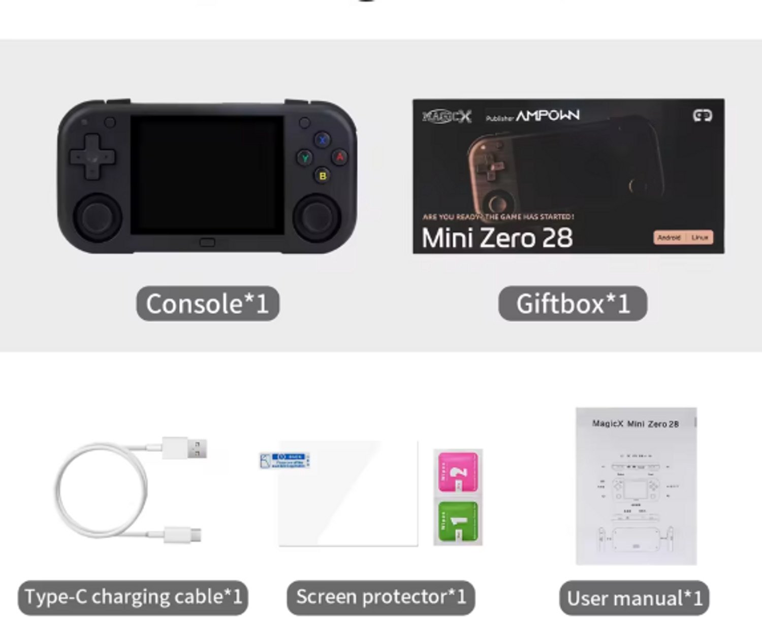 Mini Zero 28 Dual OS Retro Handheld Emulator 2.8" OCA IPS A133P Android Linux 2.4G WiFi 2900mAh 64GB ERO28 Speler Cadeau