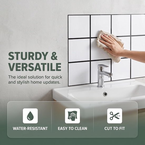 20 Stuks PVC Zelfklevende Tegelstickers Waterdichte Badkamerwandpanelen Eenvoudig Reinigen Decoratieve Wandbekleding met Ruitpatroon — afbeelding 4