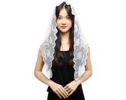 RUNRAYTriangle Church Lace Church Veil for Latin Mass Mantilla Flower Church Veil, Style 4 - ShopVlot