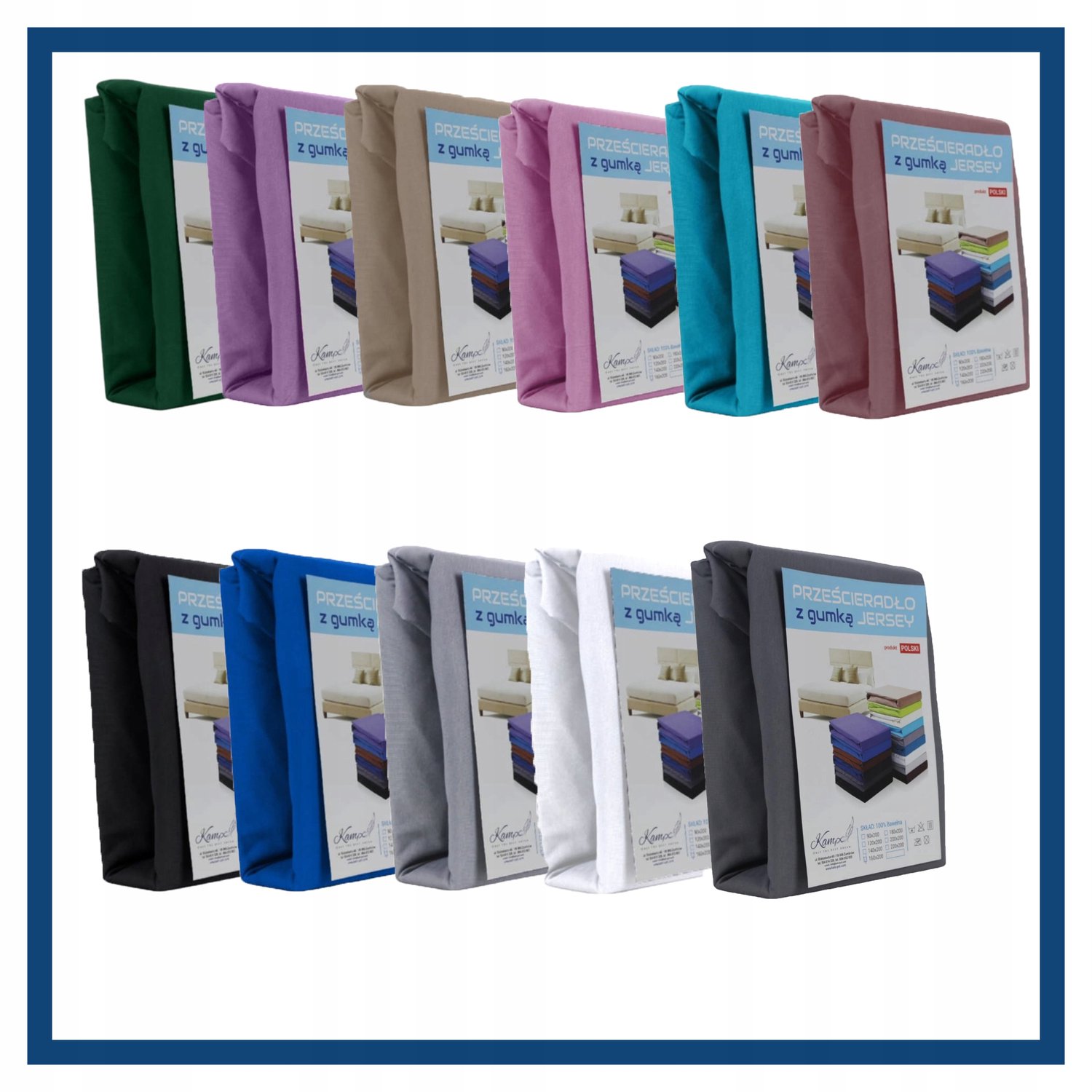 Kam-Pol Hoeslaken Jersey Katoen 70x140cm met Elastiek - 30cm Hoog Veelkleurig