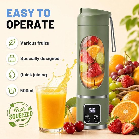 Draagbare Smoothie Maker met USB-C, 450ml Persoonlijke Mini Juicer, Lekvrij Deksel en Drinkopening, Perfect voor Thuis, Kantoor en Sportactiviteiten — afbeelding 3