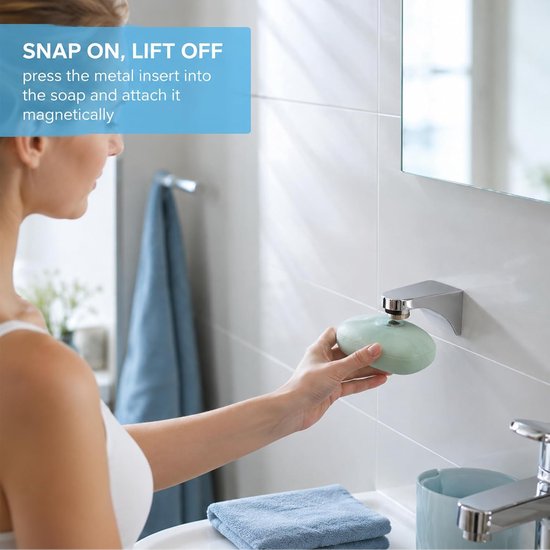 2 stuks zeephouder magneet, zeephouder zonder boren, zeephouder magneet zonder boren, zeepbakjes wandmontage, zeepmagneet met bloemendeksel, voor wastafel, douche, bad — afbeelding 2