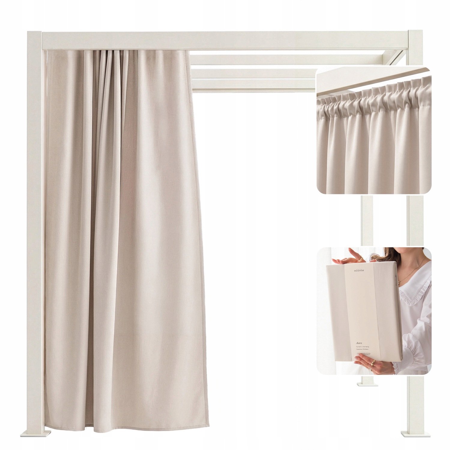 Waterdichte Tuindoek Gordijn 140x240cm Licht Beige voor Pergola