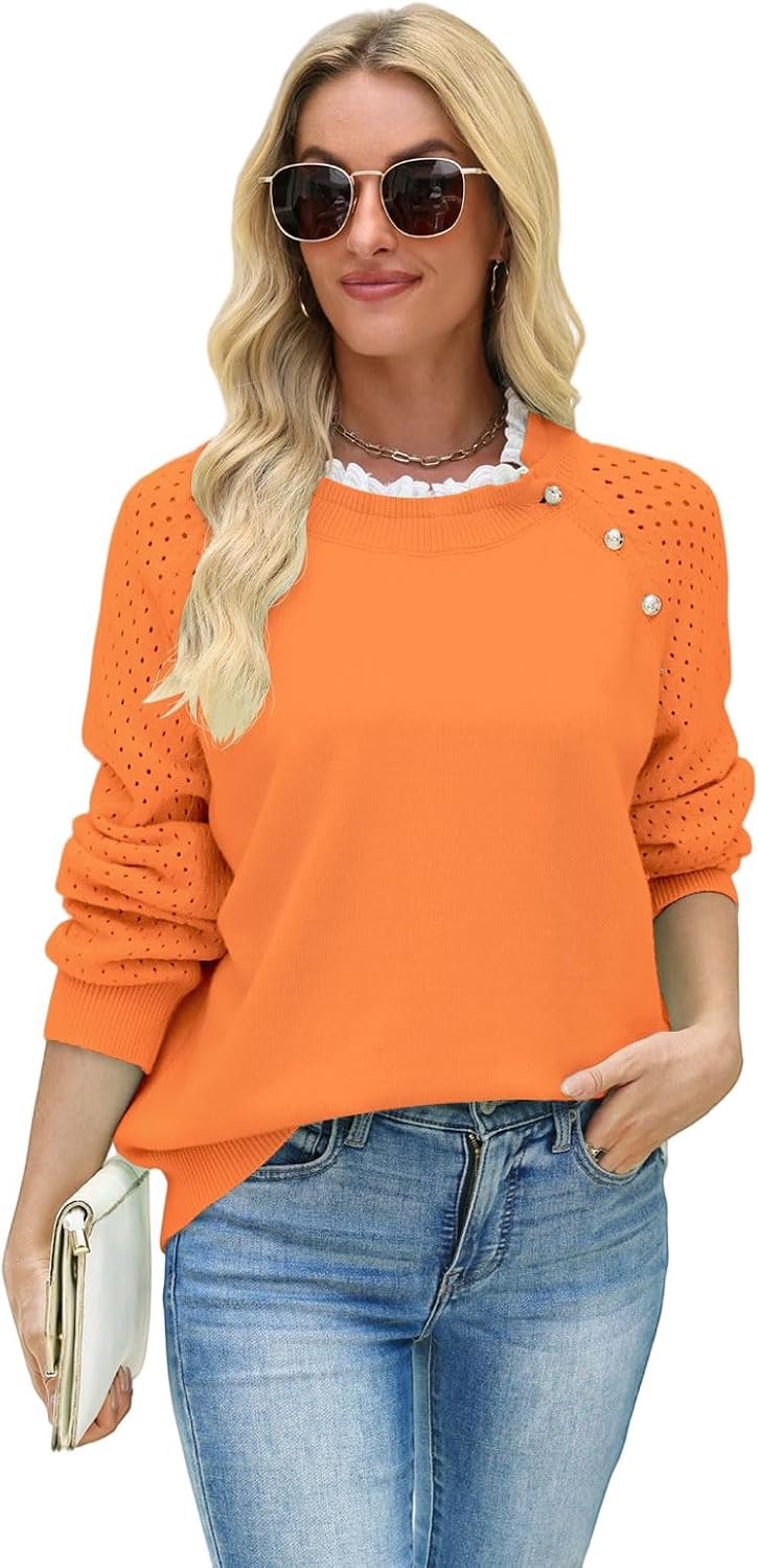 Truien Truien Vrouwen Lange Mouw Trui Dames Patchwork Kant Tops Zachte Knop Tops Gebreide Trui Ronde Hals Casual Herfst Winter Trui