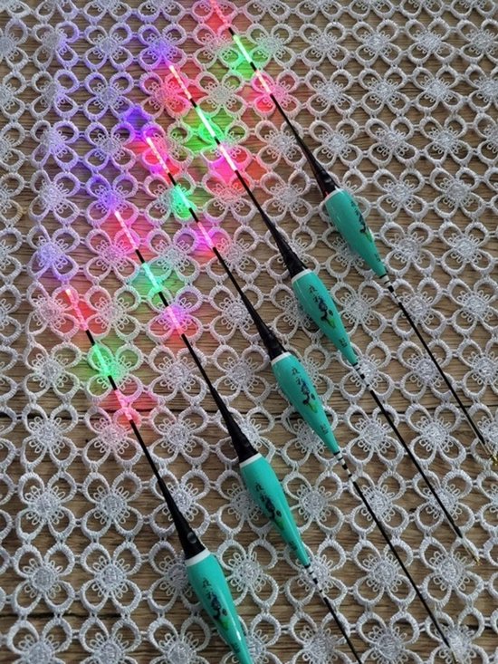 Set van 10 LED Visdobbers met Batterijen en Siliconen Druppels — afbeelding 2