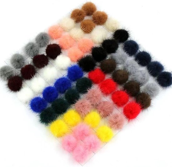 20 stuks kunstbont pompon kunstbontpompon pluizige pluizige pompon bal voor doe-het-zelf handwerk gebreide muts sjaals haken breien decoratie accessoires zwart 2,5 cm — afbeelding 4