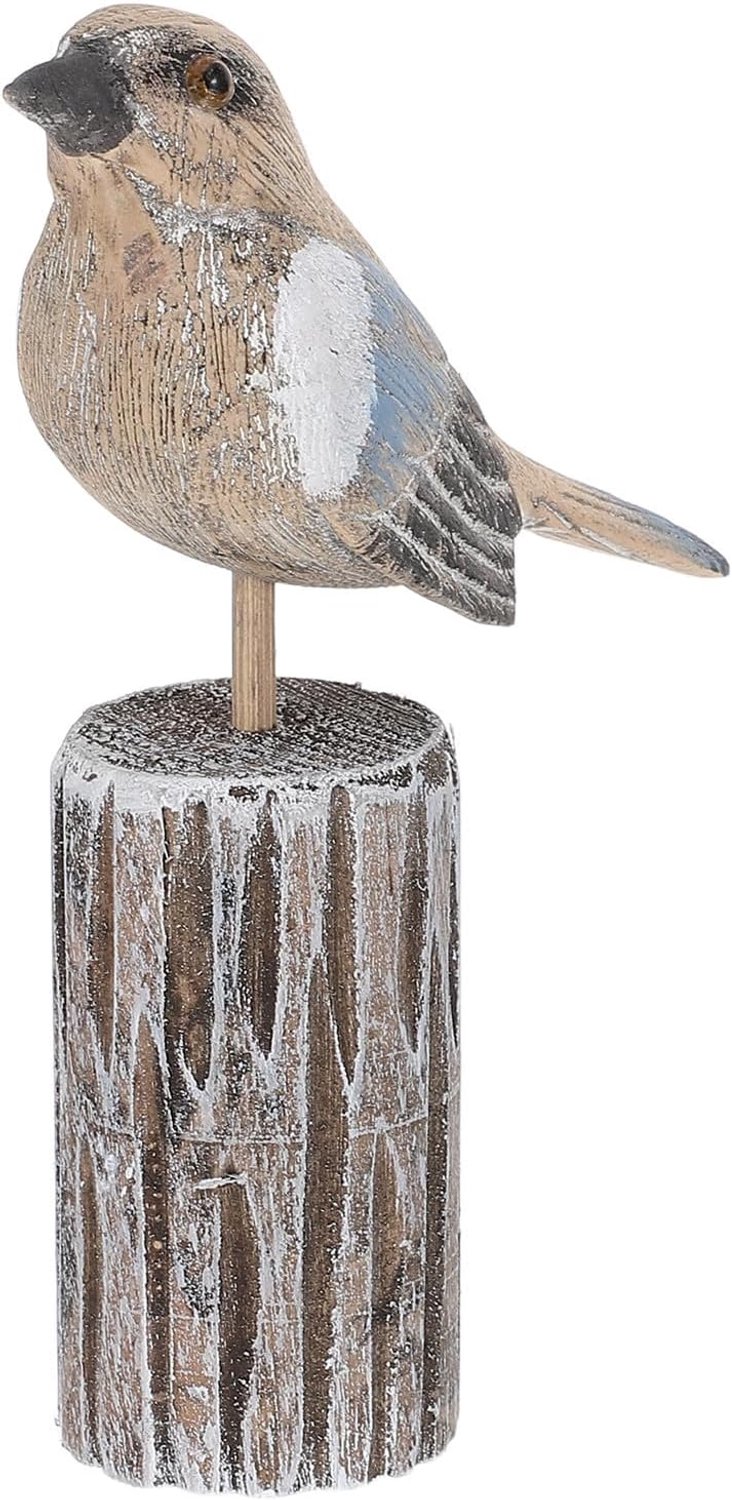 Houten Zeevogel Beeldje met Gewogen Basis Stabiele Mediterrane Figurine voor Nautische Huisdecoratie Kustkunst Ornament voor Entree Tuinfeest