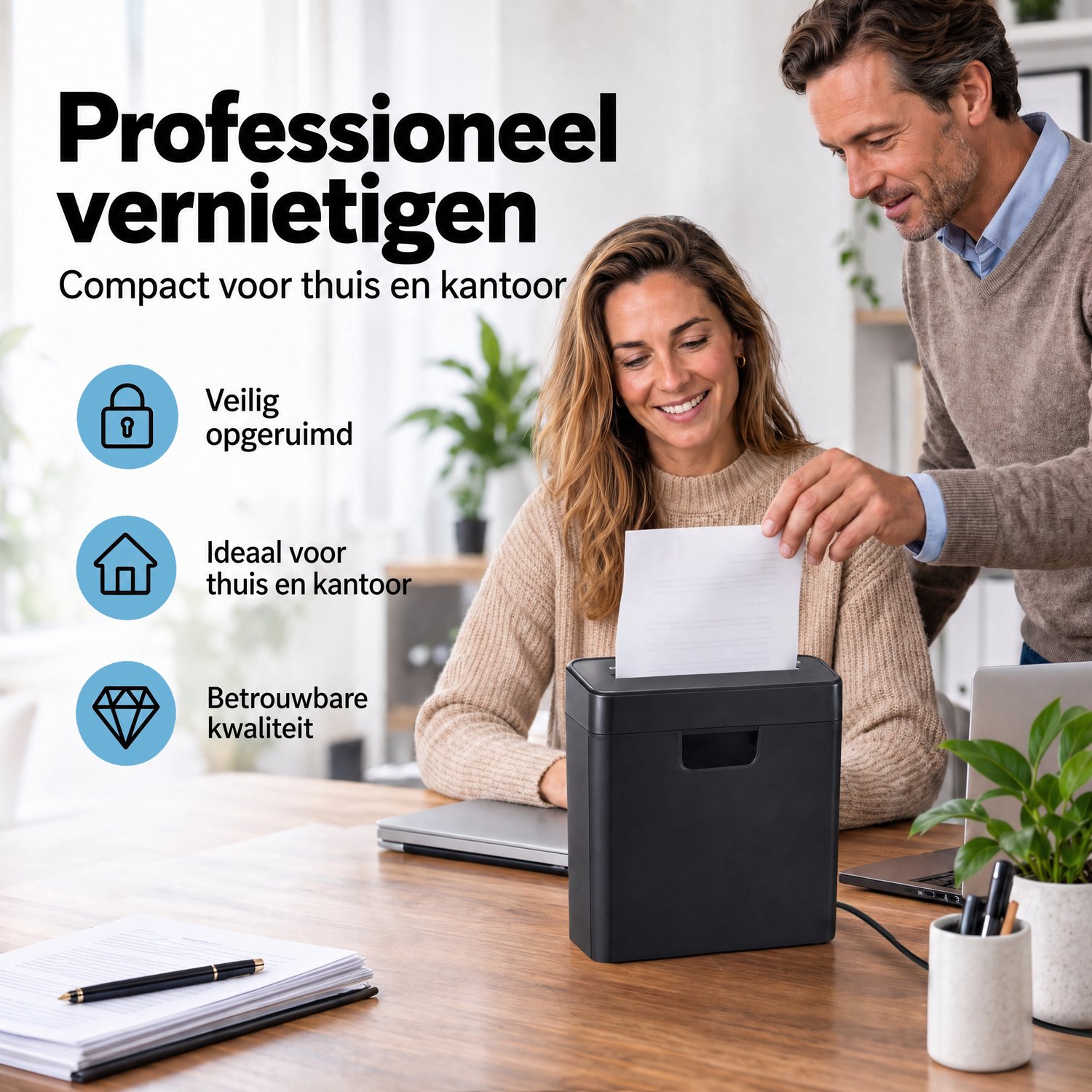 Sencision Papierversnipperaar voor Thuis - P2 Stroken tot 6 Vellen - Versnipperaar voor Papier - Papiervernietiger - 10L - Incl. Olievellen - Zwart thumbnail 2