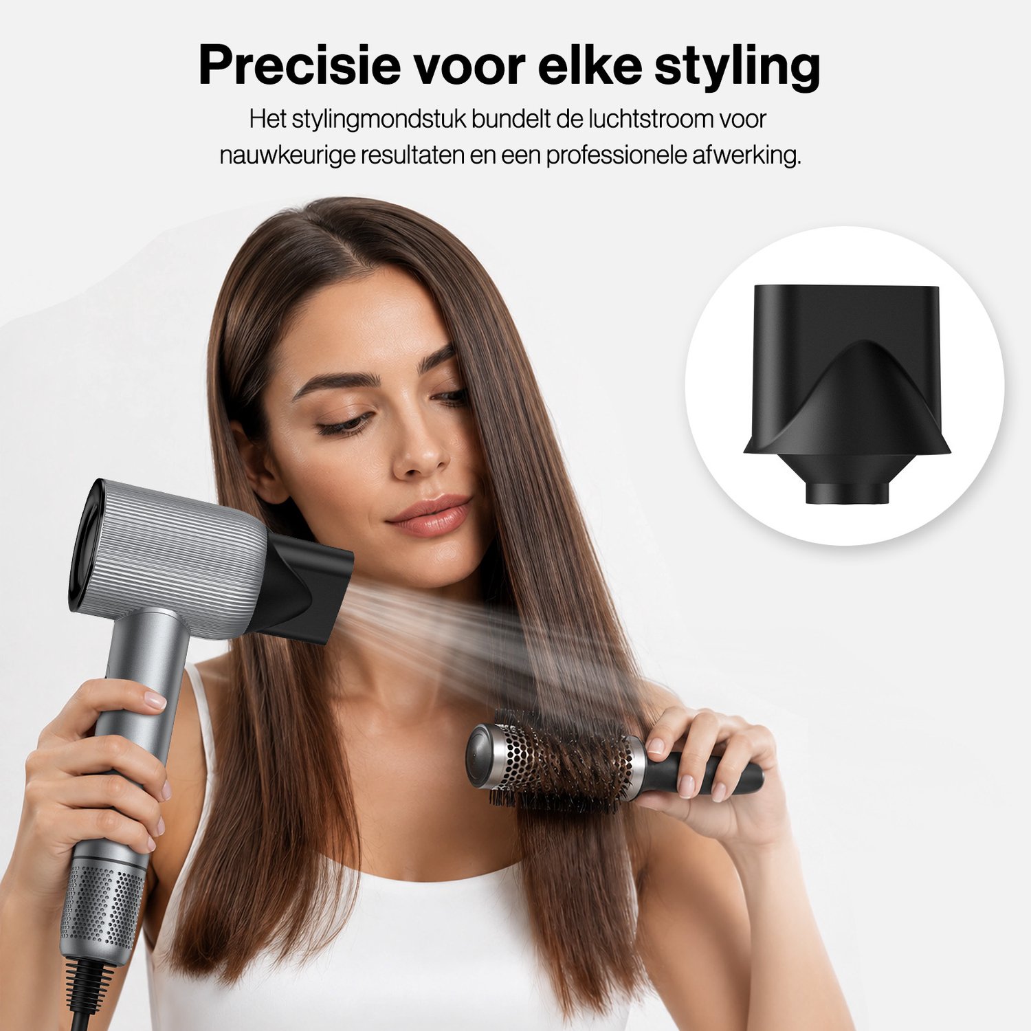 Sytifro Ionische Föhn met Diffuser, 32 mm Krulopzetstuk & Stylingmondstuk – Haardroger 1600W voor Drogen, Krullen & Stylen– Cadeau voor Kerst & Verjaardag – Grijs thumbnail 5