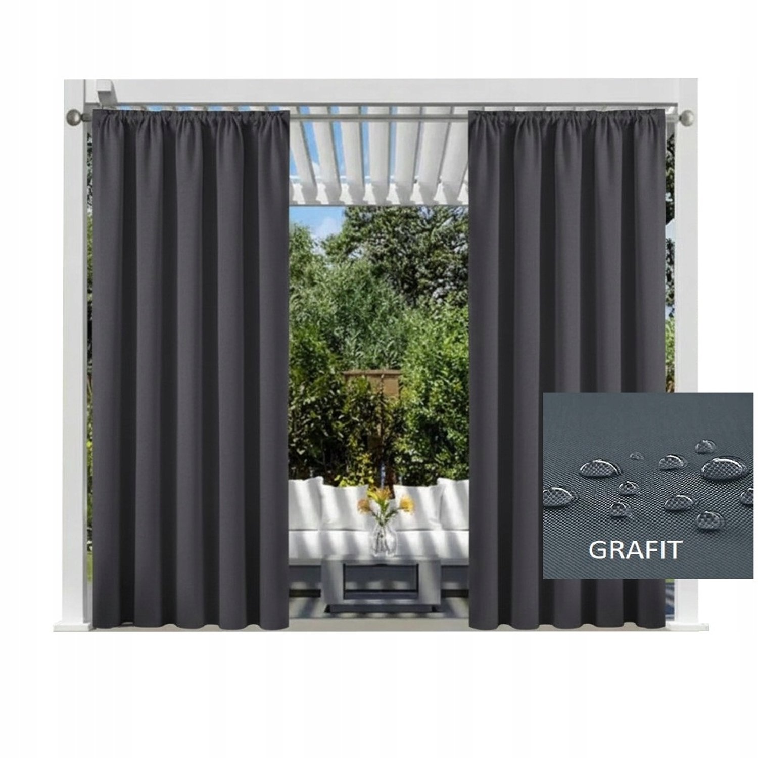 Waterdichte Tuindoek Gordijn 155x230 cm voor Gazebo, Terras
