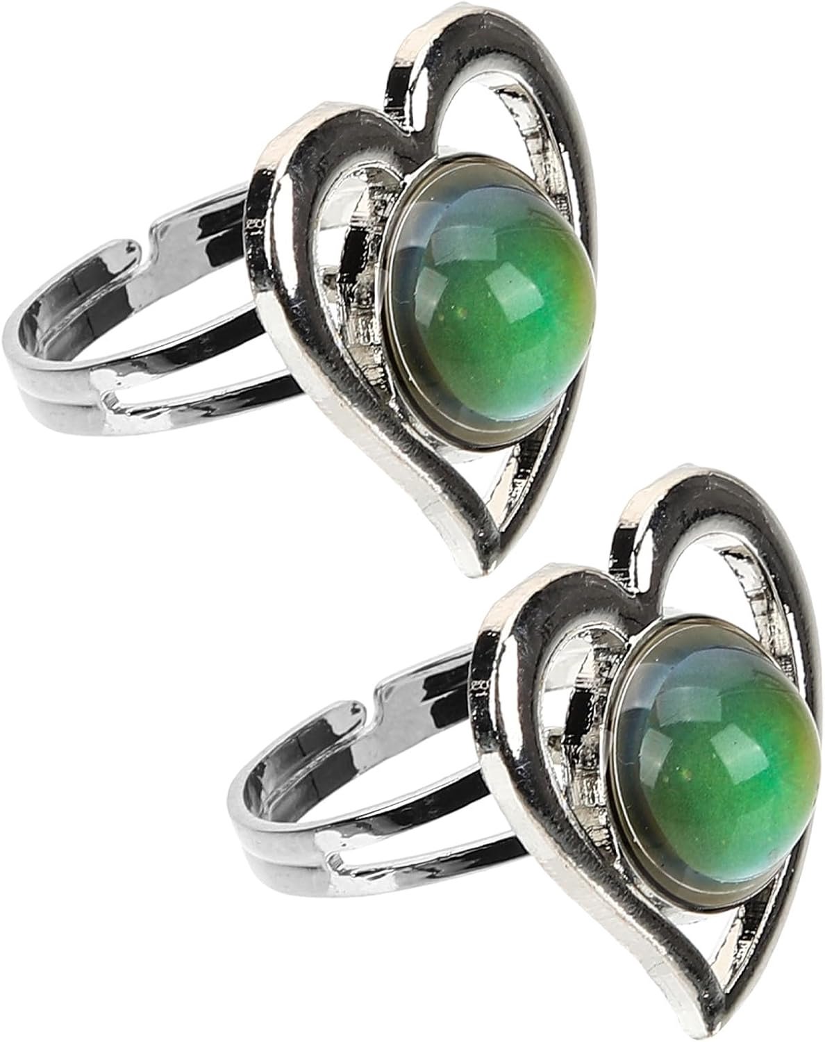 Holibanna 2 stuks kleurveranderende stemmingsringen voor dames - Verstelbare vintage stijl holle hartvormige steenring - Trendy stapelbare ringen voor speciale gelegenheden tijdens de feestdagen