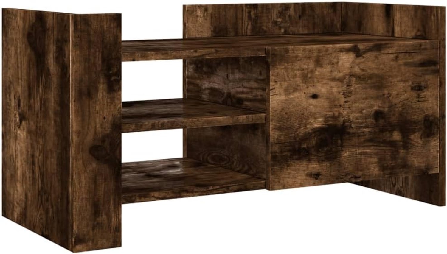 TV-kast rookeiken 80 x 35 x 40 cm houtmateriaal met veel opbergruimte voor tijdschriften, boeken, dvd's en multimedia-apparaten, twee montagemogelijkheden voor zijpanelen en achterwand