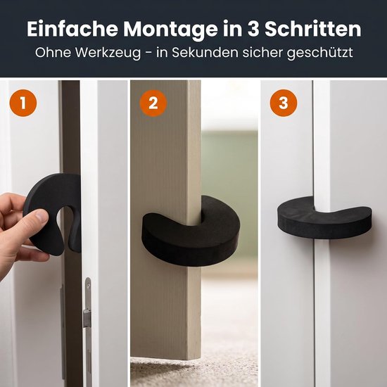 30 stuks klembescherming voor deuren, 93 x 90 x 20 mm, deurstopper, klembescherming, EVA-schuim, klembescherming, zwart, voor deuren, treinen en ramen — afbeelding 4