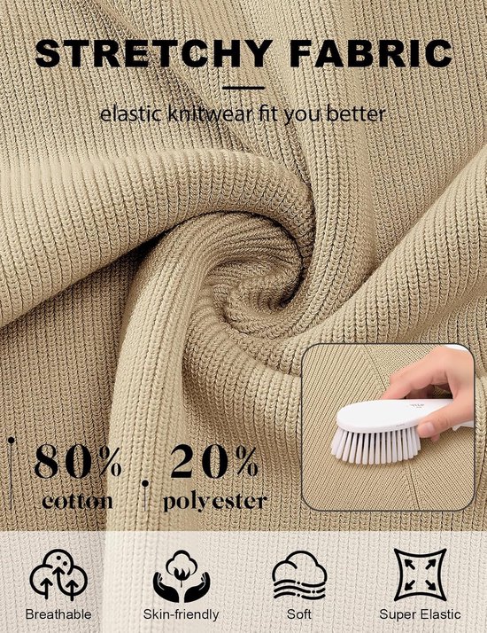Voqeen Herentrui met halve rits en lange mouwen, gebreide wintertrui met ritssluiting, rolkraag, solide warme werktrui, sweater voor mannen — afbeelding 4