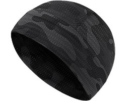 Hardloopmuts, dunne muts voor heren, zomer, ademend, netgat, lichte beanie, fietsmuts onder helm, sport met uv-bescherming, 48-62 cm, hardloopdoodshoofd, hoofdbedekking