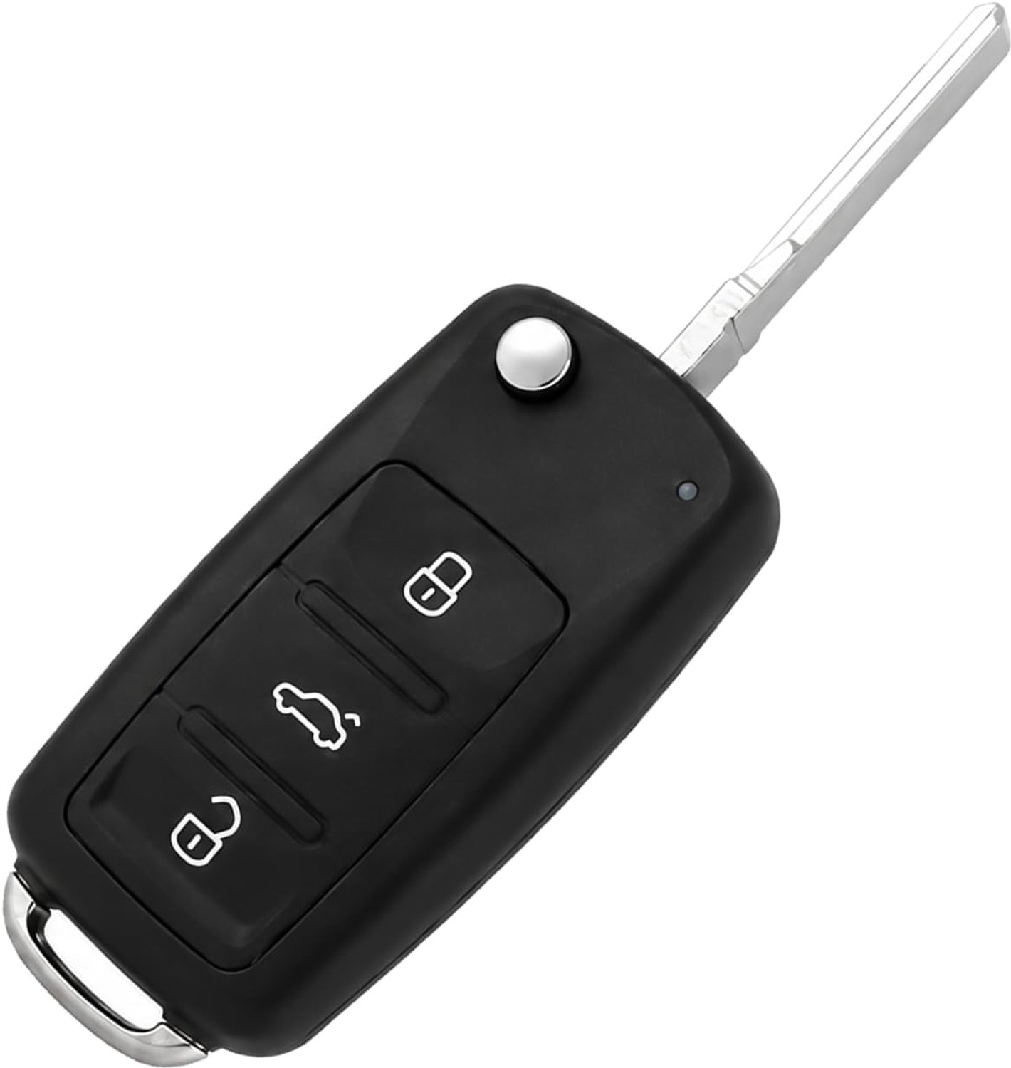 Sleutelbehuizing met 3 toetsen voor Polo Golf Passat Tiguan Touran Caddy Sharan T5 UP Skoda Seat, autosleutelbehuizing voor Golf met onbewerkte sleutel, vervangende sleutel afstandsbediening behuizing