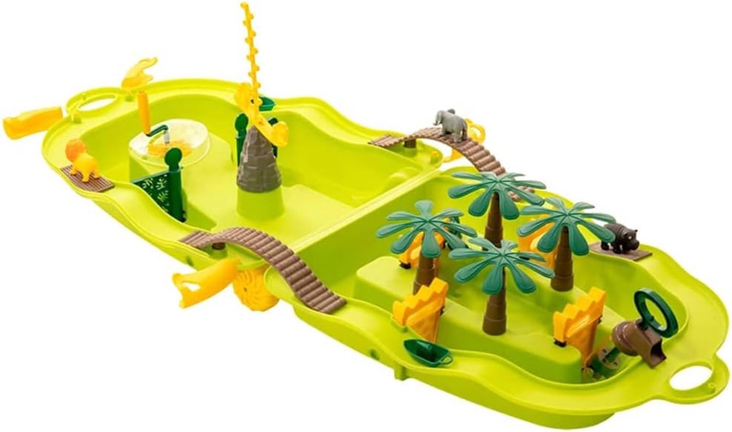 Waterspeelkoffer, jungle, speeltafel met waterpomp & 19