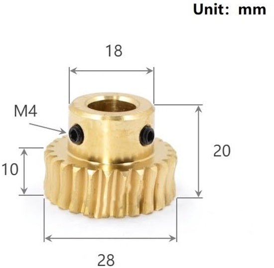 1/2 stuks wormwiel 1 module 15T/20T/25T/30T/35T/40T/50T/60T boring 5mm-12mm messing tandwiel wormas voor CNC-apparatuur(1 Module 25T Bore 8mm) — afbeelding 5