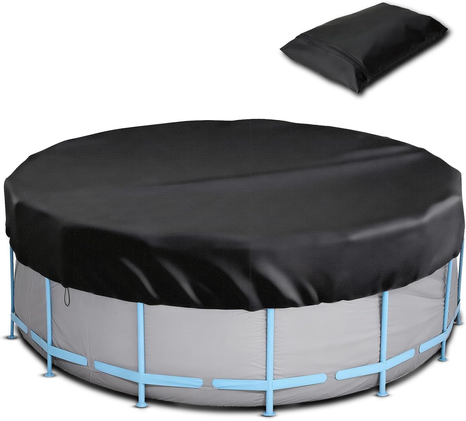 Ronde zwembadafdekking van 8 ft, beschermhoes voor zwembaden, hot tub en zonbescherming voor bovengrondse zwembaden met trekkoordontwerp