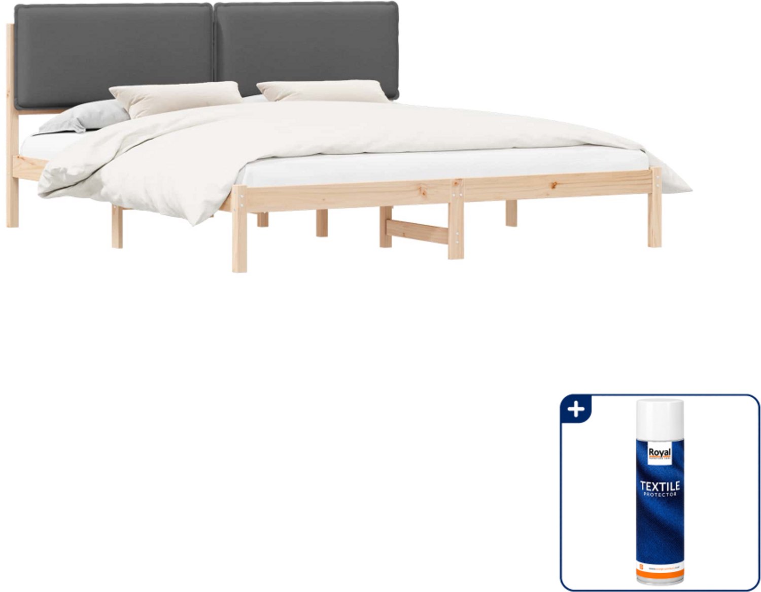 vidaXL bedframe - 200 x 200 cm - donkergrijs - Inclusief textielbeschermer 500 ml