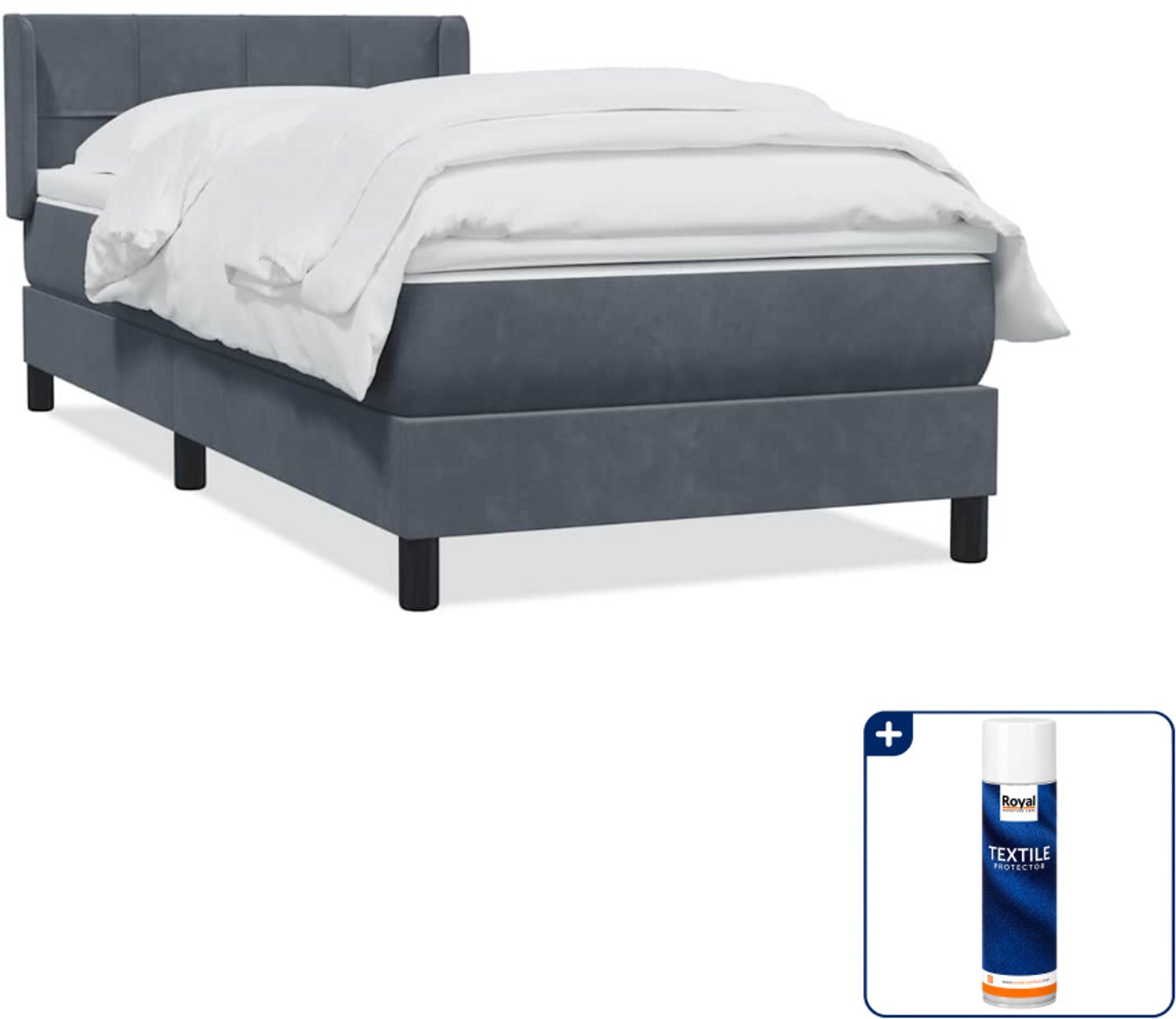 vidaXL boxspring met matras 80 x 220 cm - donkergrijs - Inclusief textielbeschermer 500 ml