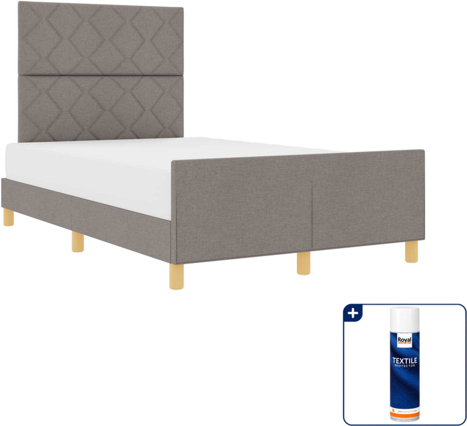 vidaXL bedframe met hoofdeinde - 120 x 200 cm - taupe - Inclusief textielbeschermer 500 ml
