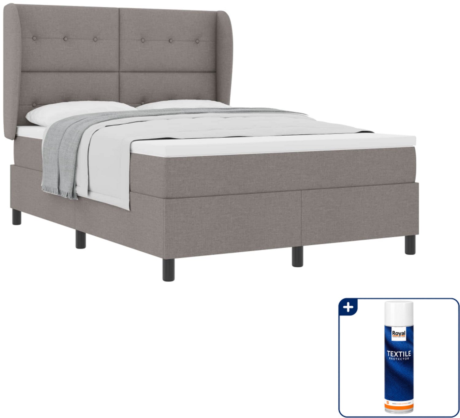 vidaXL boxspring Queensize - 160 x 200 cm - taupe - Inclusief textielbeschermer 500 ml