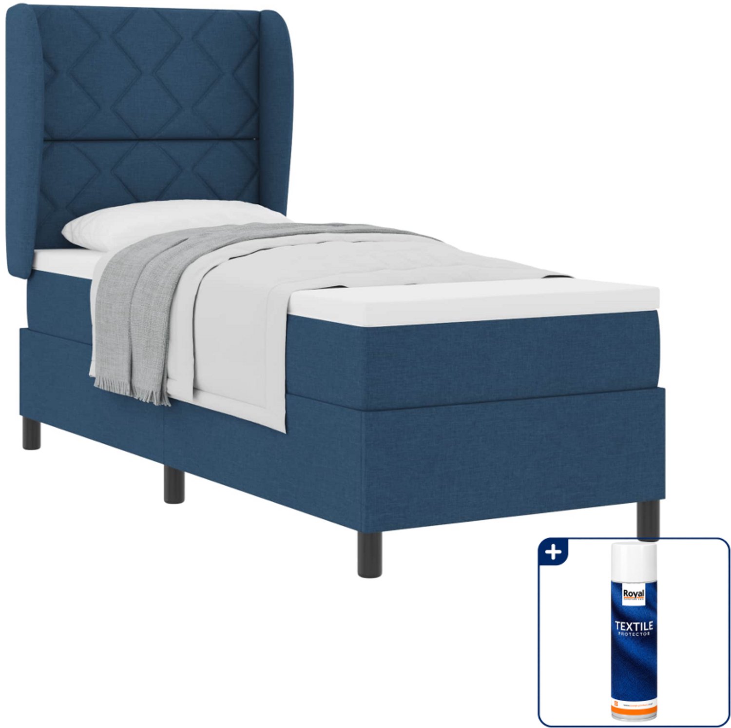 vidaXL boxspring - 80 x 200 cm - stof - blauw - Inclusief textielbeschermer 500 ml