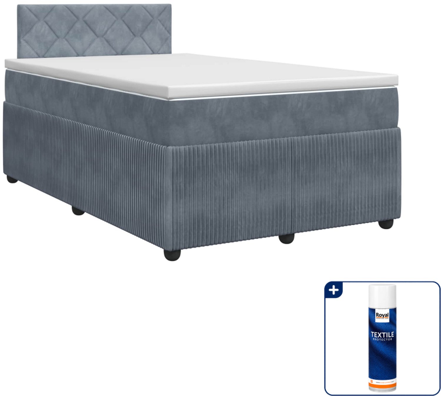 vidaXL boxspringbed met matras - 120 x 200 cm - fluweel - donkergrijs - Inclusief textielbeschermer 500 ml Donker Grijn