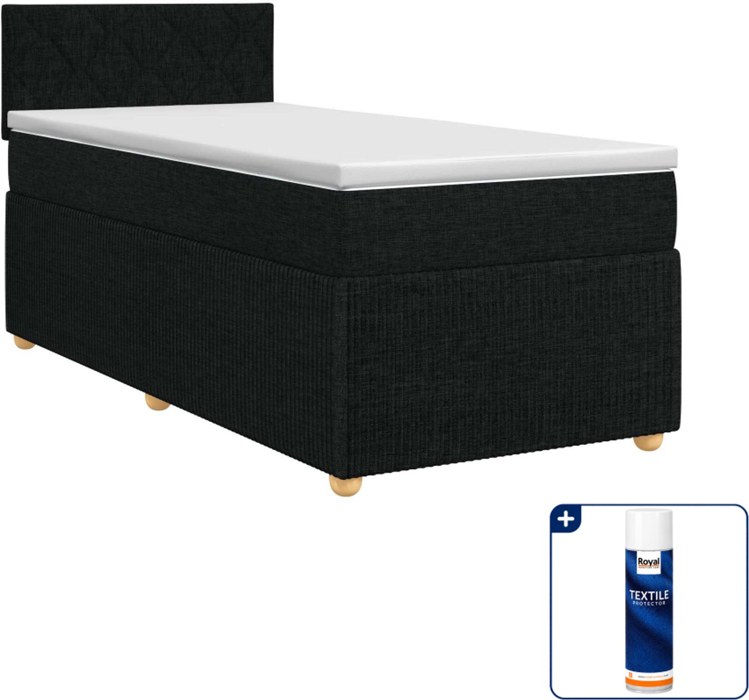 vidaXL boxspringbed - 80 x 200 cm - zwart - Inclusief textielbeschermer 500 ml