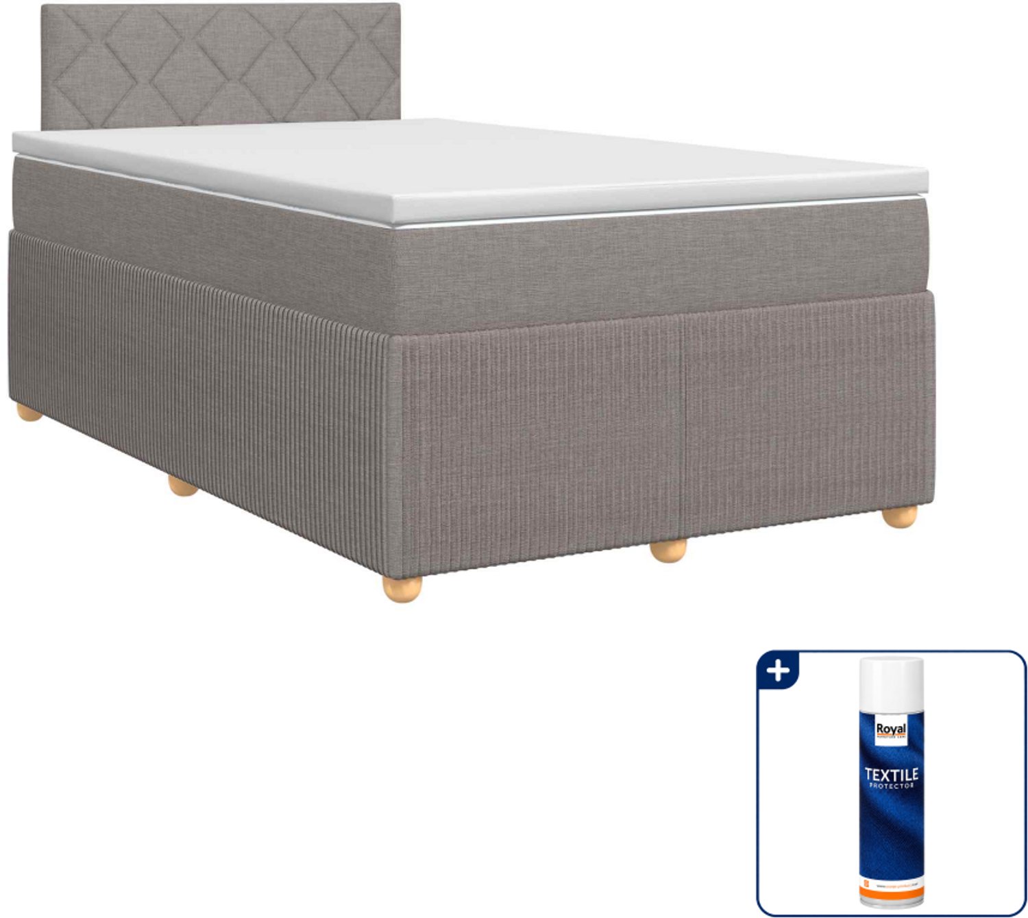 vidaXL boxspringbed - 120 x 200 cm - taupe - Inclusief textielbeschermer 500 ml