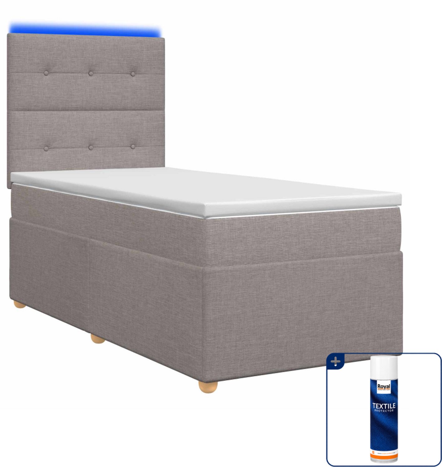 vidaXL Boxspringbed - 100 x 200 cm - Taupe - Inclusief textielbeschermer 500 ml