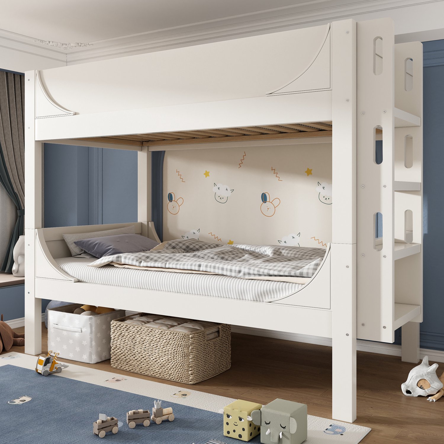 Maisentiel Wit stapelbed 90 x 200 cm – deelbaar in twee eenpersoonsbedden, ladder aan beide uiteinden