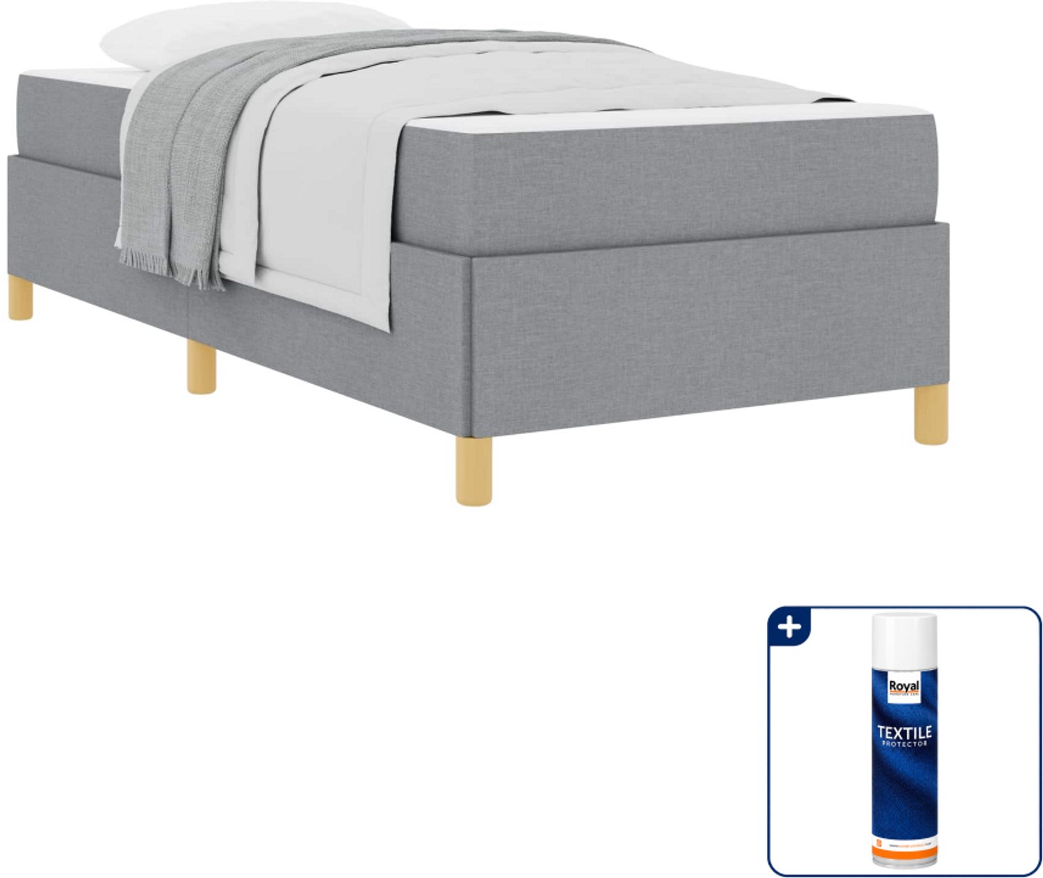 vidaXL bedframe - 100 x 200 cm - stof - lichtgrijs - Inclusief textielbeschermer 500 ml