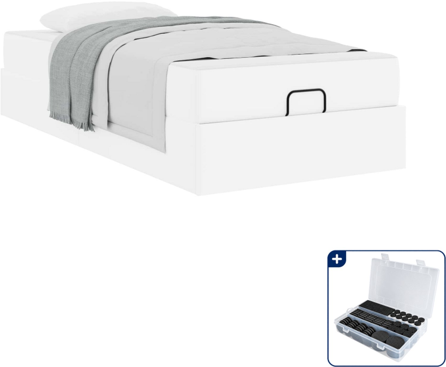 vidaXL bedframe met matras - 100 x 200 cm - wit - Inclusief antikrasvilt 177-delig Bruin