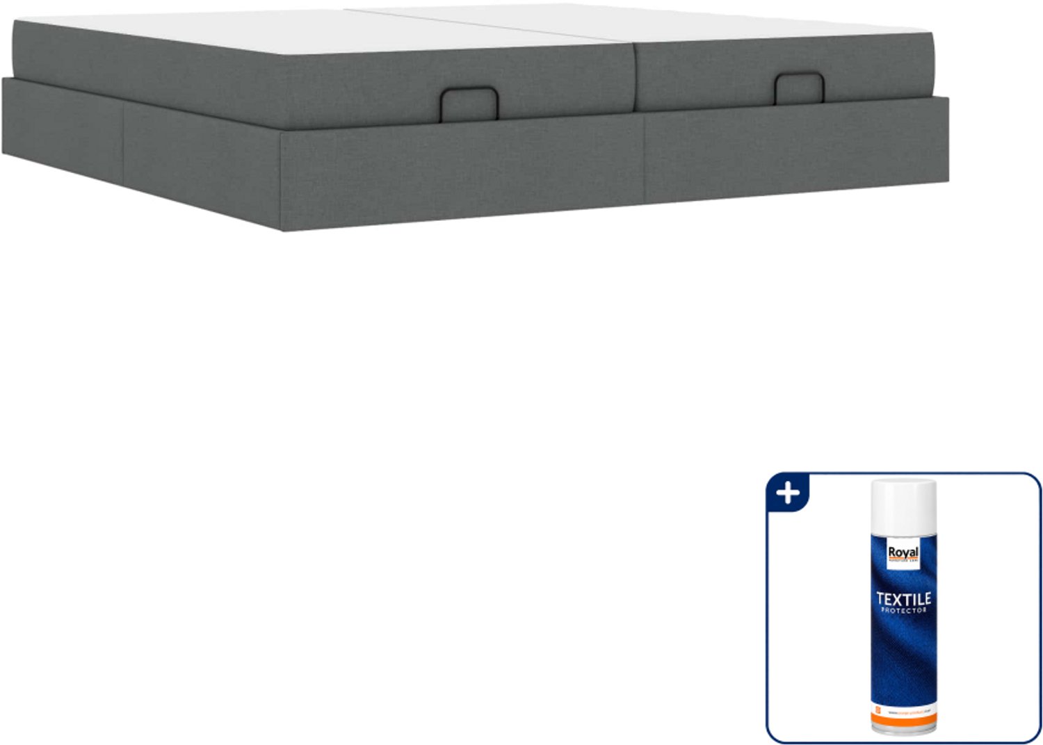 vidaXL bedframe met 2 matrassen - 200 x 200 cm - stof - dim grijs - Inclusief textielbeschermer 500 ml Wit